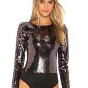 Revolve NBD Sequin Long Sleeve Bodysuit
